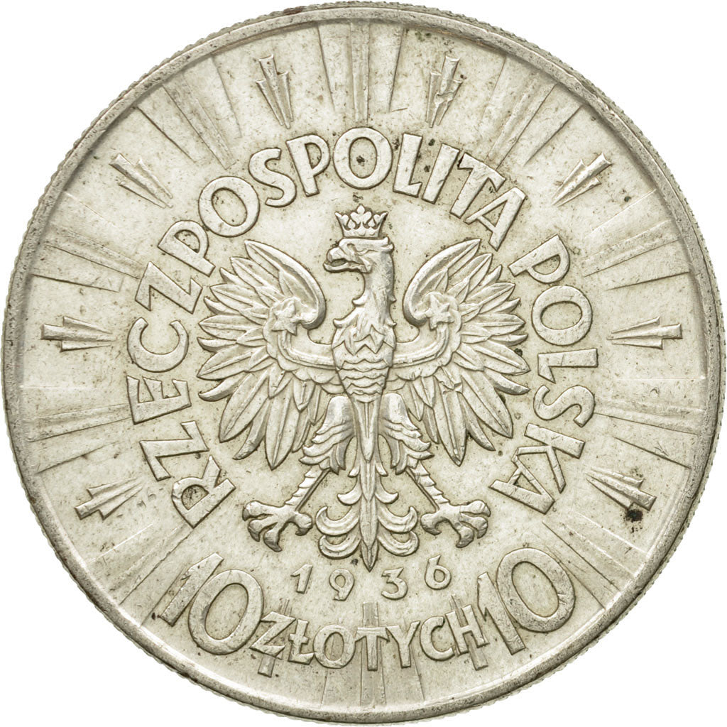 Coin, Poland, 10 Zlotych, 1936, Warsaw, EF(40-45), Silver, KM:29