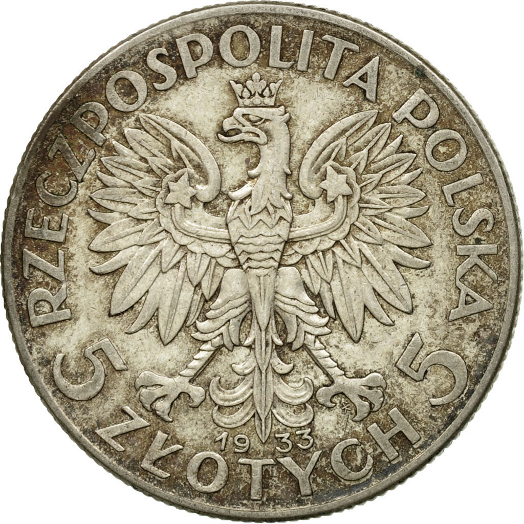 Moneta, Polonia, 5 Zlotych, 1933, Warsaw, MB+, Argento, KM:21