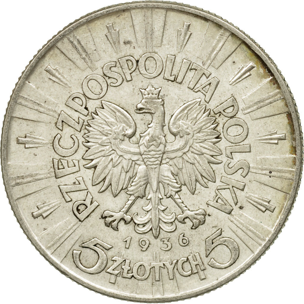 Coin, Poland, 5 Zlotych, 1936, Warsaw, EF(40-45), Silver, KM:28