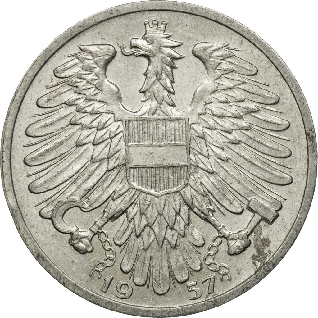 Coin, Austria, Schilling, 1957, EF(40-45), Aluminum, KM:2871