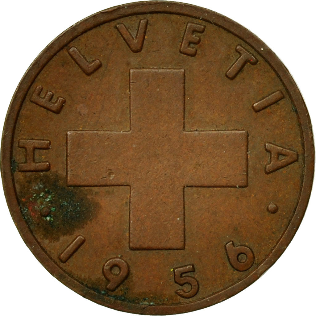Moneda, Suiza, Rappen, 1956, Bern, BC+, Bronce, KM:46