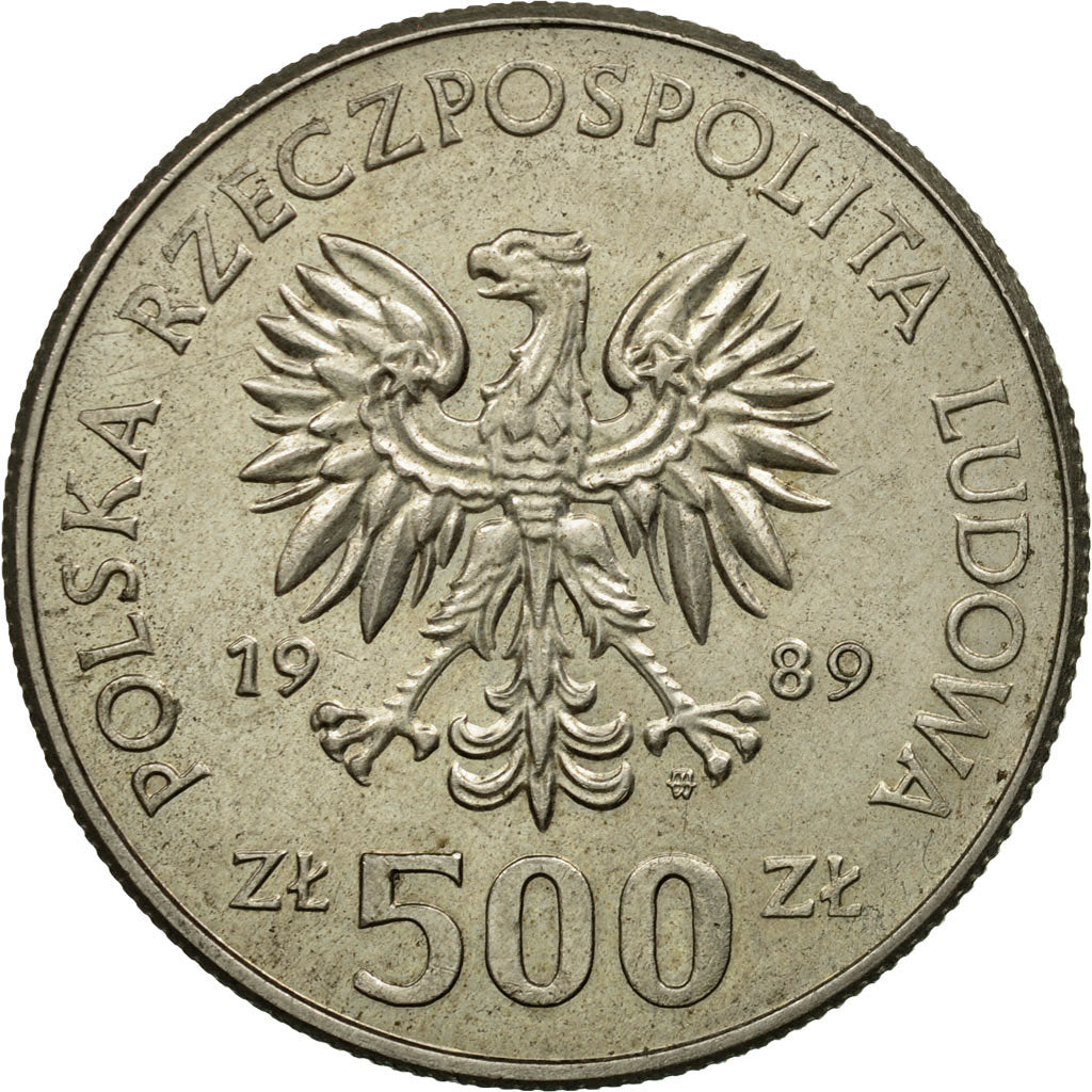 Monnaie, Pologne, 500 Zlotych, 1989, Warsaw, TB+, Copper-nickel, KM:194