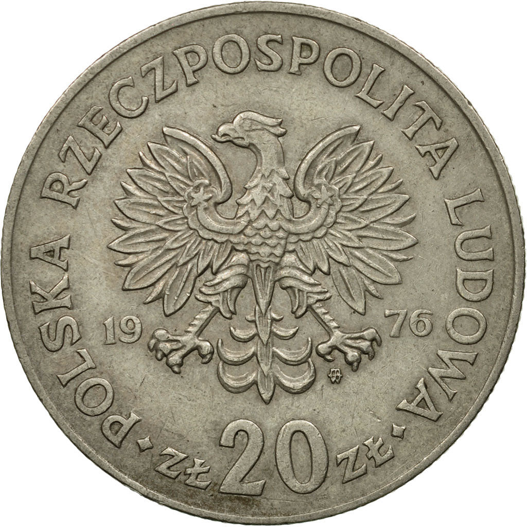 Coin, Poland, 20 Zlotych, 1976, Warsaw, VF(20-25), Copper-nickel, KM:69