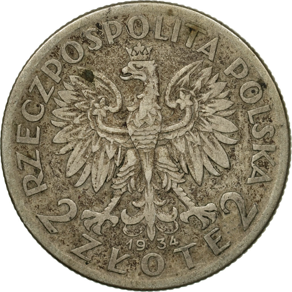 Coin, Poland, 2 Zlote, 1934, Warsaw, F(12-15), Silver, KM:20