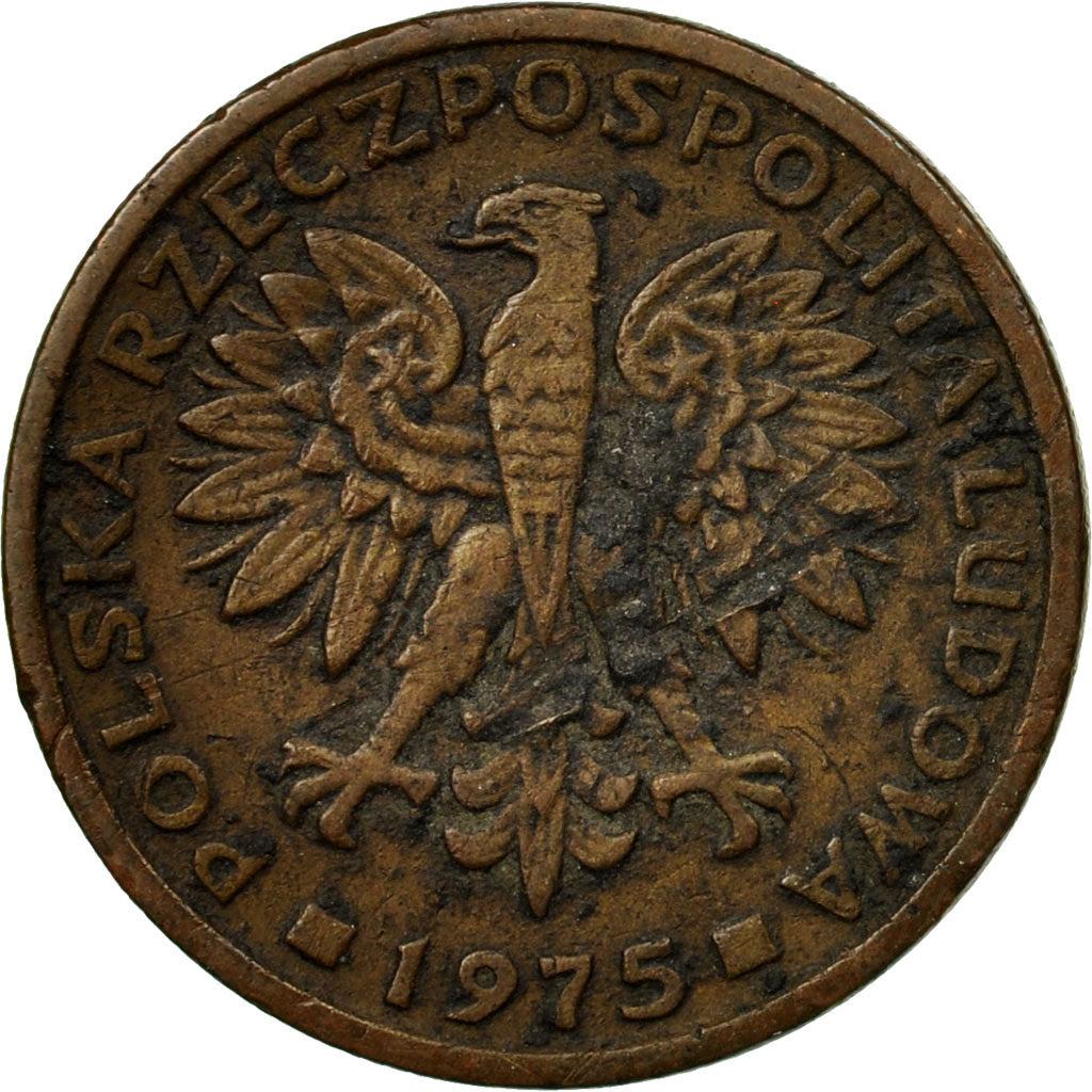 Coin, Poland, 2 Zlote, 1975, Warsaw, VF(20-25), Brass, KM:80.1