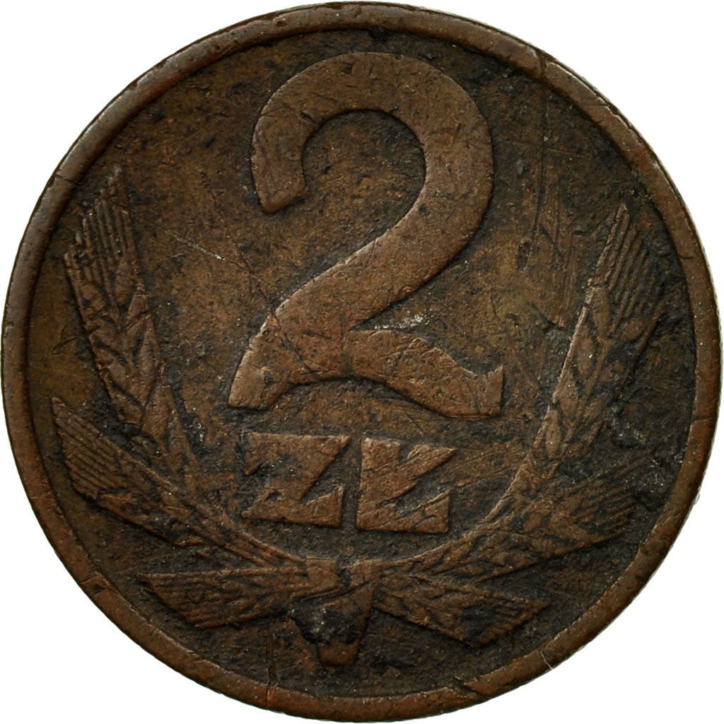 Coin, Poland, 2 Zlote, 1975, Warsaw, VF(20-25), Brass, KM:80.1