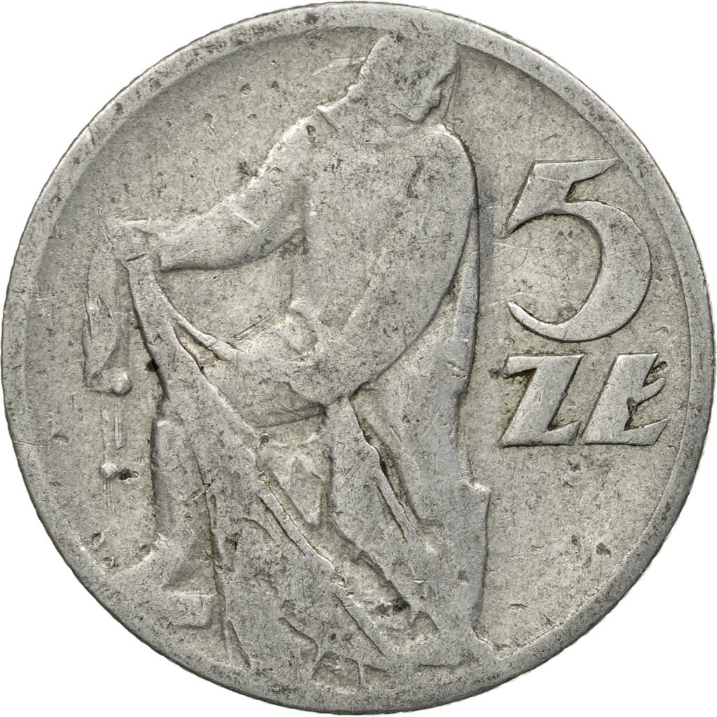 Münze, Polen, 5 Zlotych, 1958, Warsaw, S+, Aluminium, KM:47