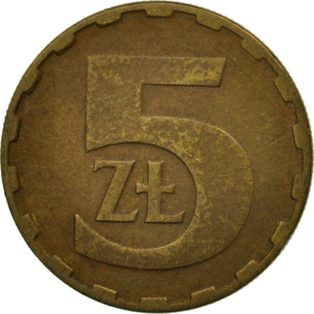 Coin, Poland, 5 Zlotych, 1984, Warsaw, EF(40-45), Brass, KM:81.1