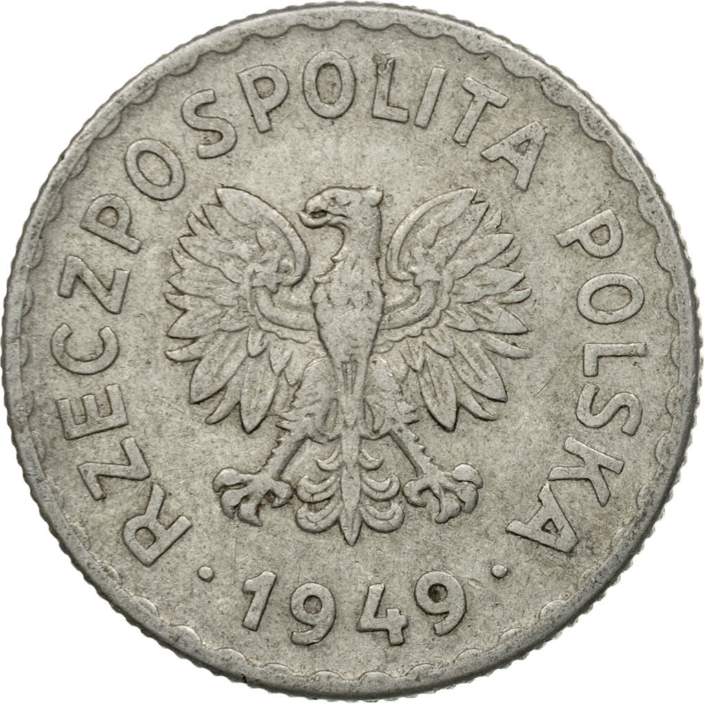 Coin, Poland, Zloty, 1949, Warsaw, VF(20-25), Aluminum, KM:45a