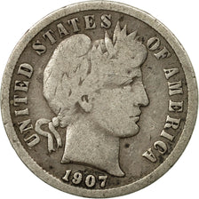 Coin, United States, Barber Dime, Dime, 1907, U.S. Mint, Philadelphia