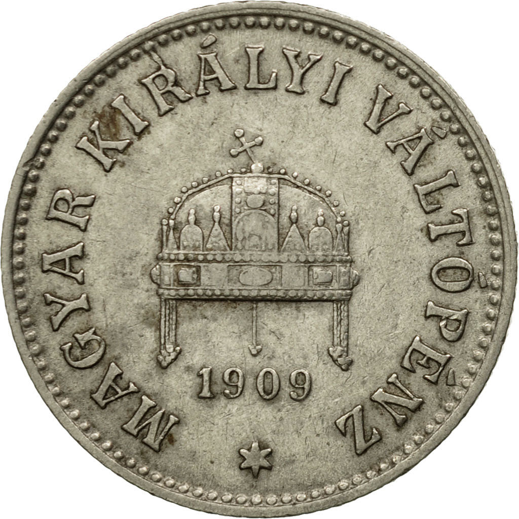 Coin, Hungary, Franz Joseph I, 10 Filler, 1909, Kormoczbanya, EF(40-45), Nickel