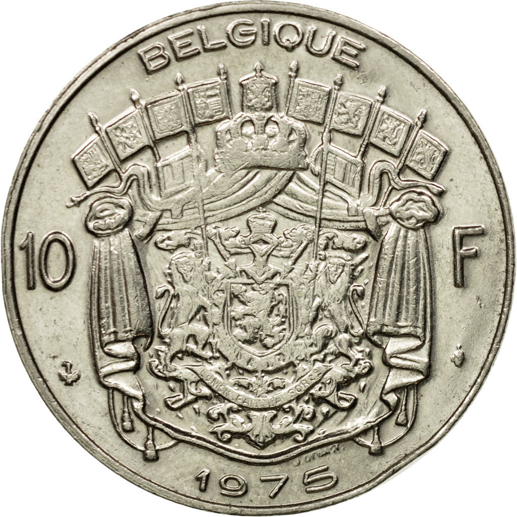 Munten, België, 10 Francs, 10 Frank, 1975, Brussels, ZF+, Nickel, KM:155.1