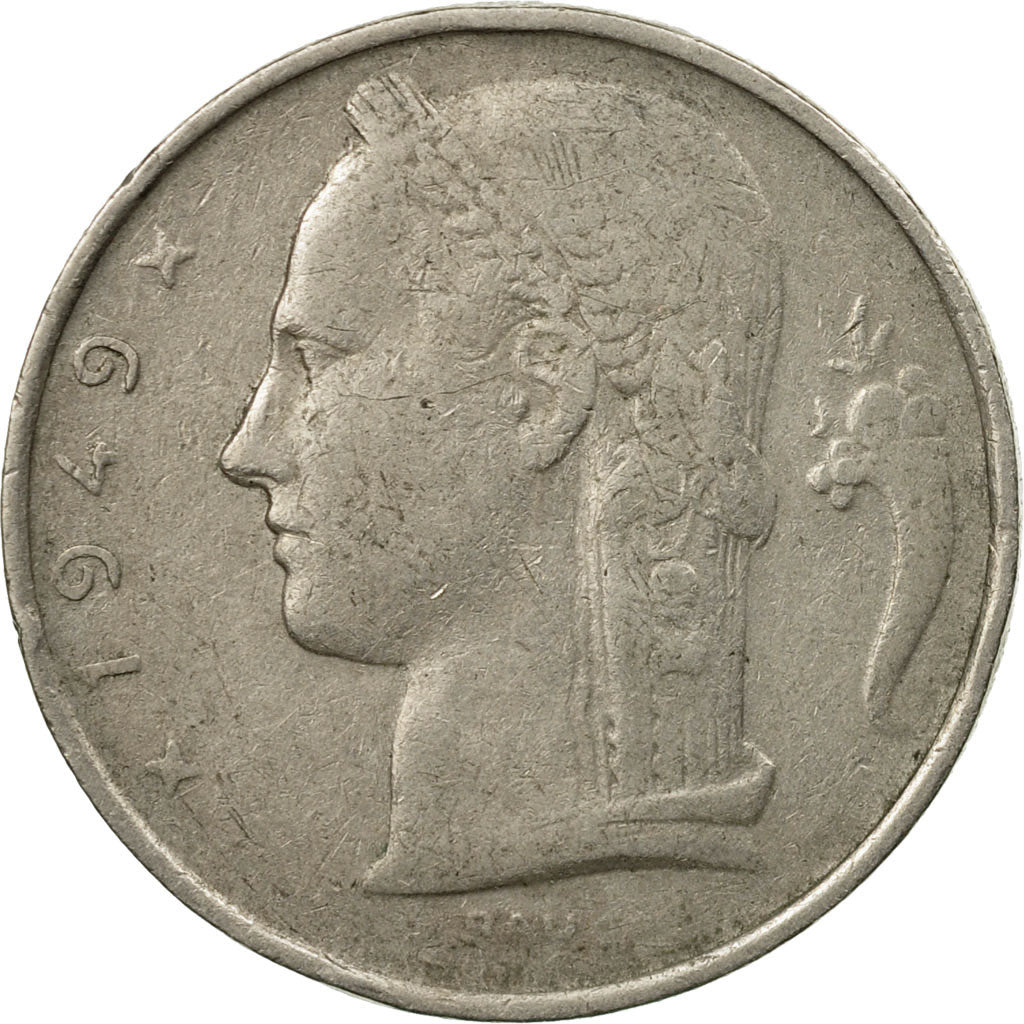 Moneda, Bélgica, 5 Francs, 5 Frank, 1949, BC+, Cobre - níquel, KM:134.1