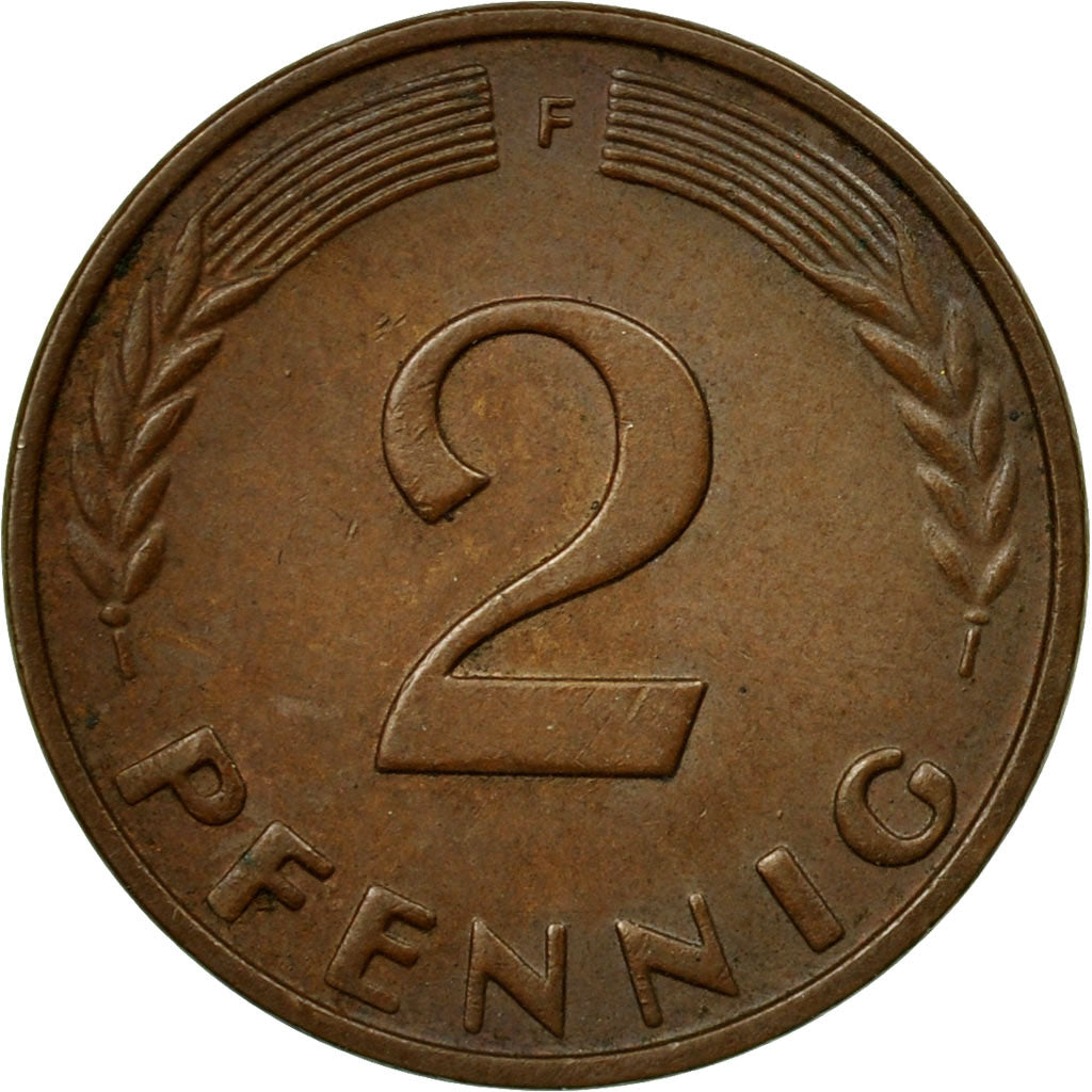 Moneta, GERMANIA - REPUBBLICA FEDERALE, 2 Pfennig, 1962, Stuttgart, BB, Bronzo