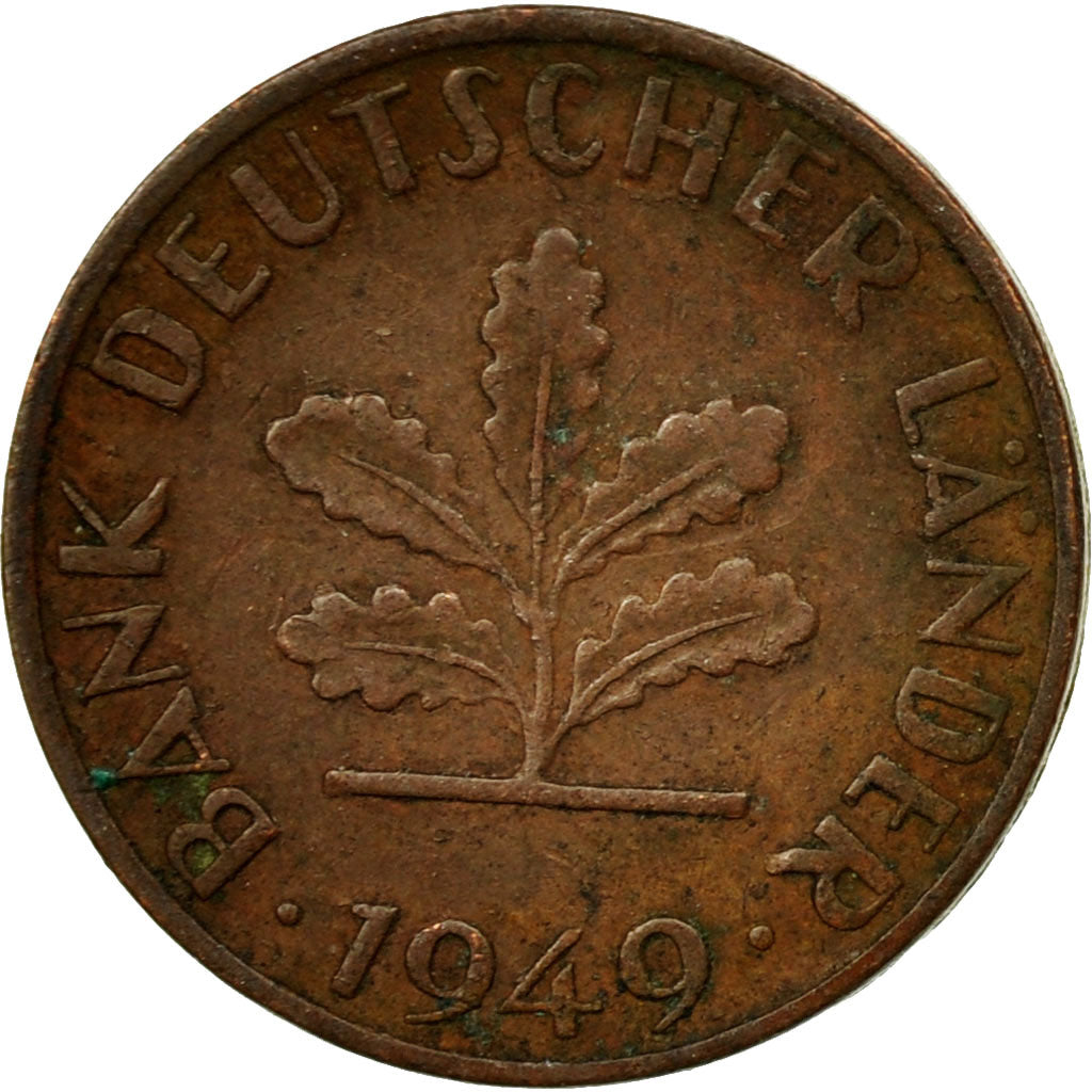 Coin, GERMANY - FEDERAL REPUBLIC, Pfennig, 1949, Munich, EF(40-45), Copper