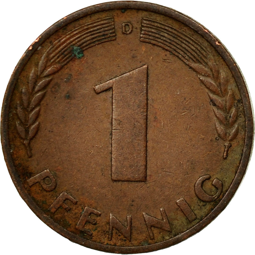 Coin, GERMANY - FEDERAL REPUBLIC, Pfennig, 1949, Munich, EF(40-45), Copper