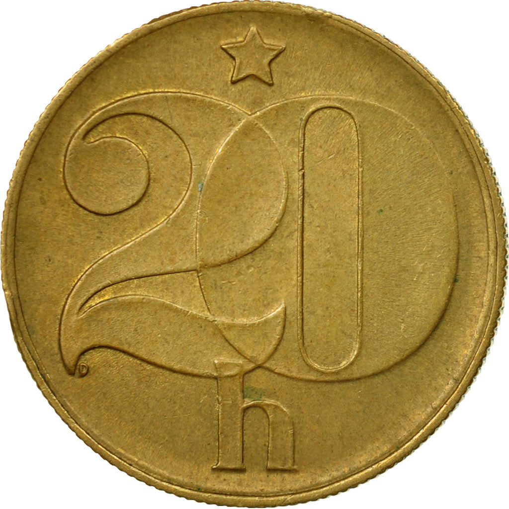 Moneta, Czechosłowacja, 20 Haleru, 1984, EF(40-45), Mosiądz niklowy, KM:74
