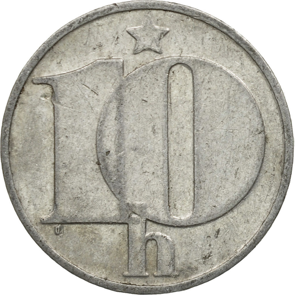 Munten, Tsjecho-Slowakije, 10 Haleru, 1976, FR+, Aluminium, KM:80
