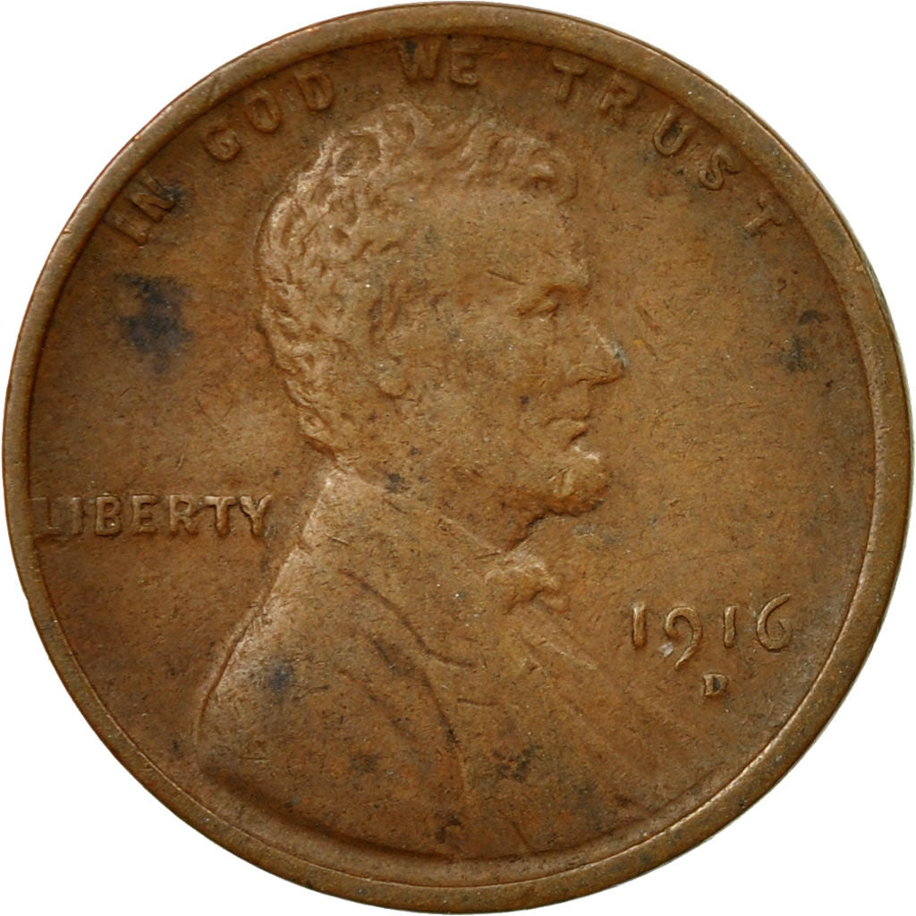 Coin, United States, Lincoln Cent, Cent, 1916, U.S. Mint, Denver, EF(40-45)