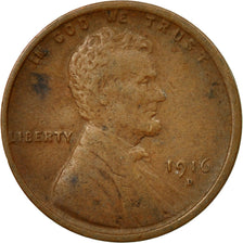 Coin, United States, Lincoln Cent, Cent, 1916, U.S. Mint, Denver, EF(40-45)