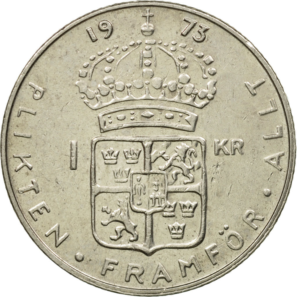 Coin, Sweden, Gustaf VI, Krona, 1973, VF(30-35), Copper-Nickel Clad Copper