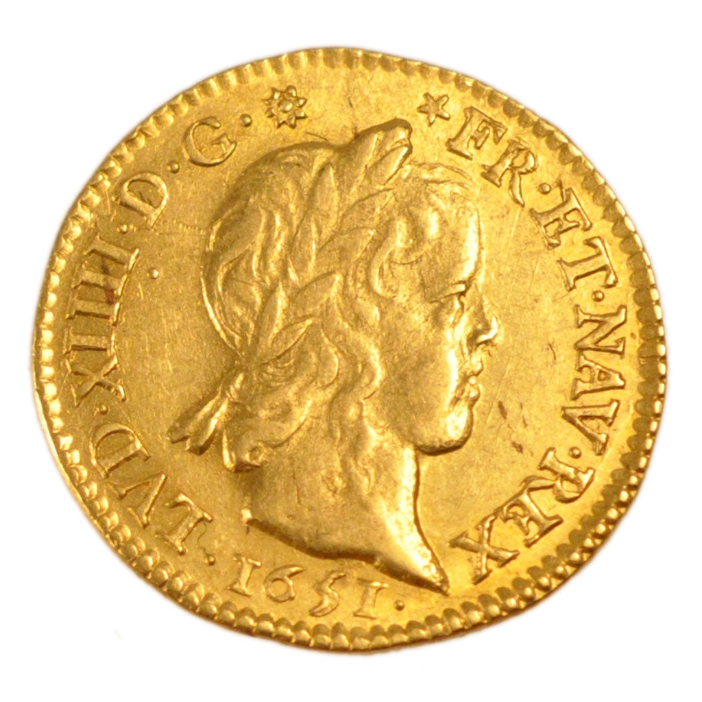 Francia, Louis XIV, 1/2 Louis d'or à la mèche longue, 1/2 Louis d'or, 1651,...