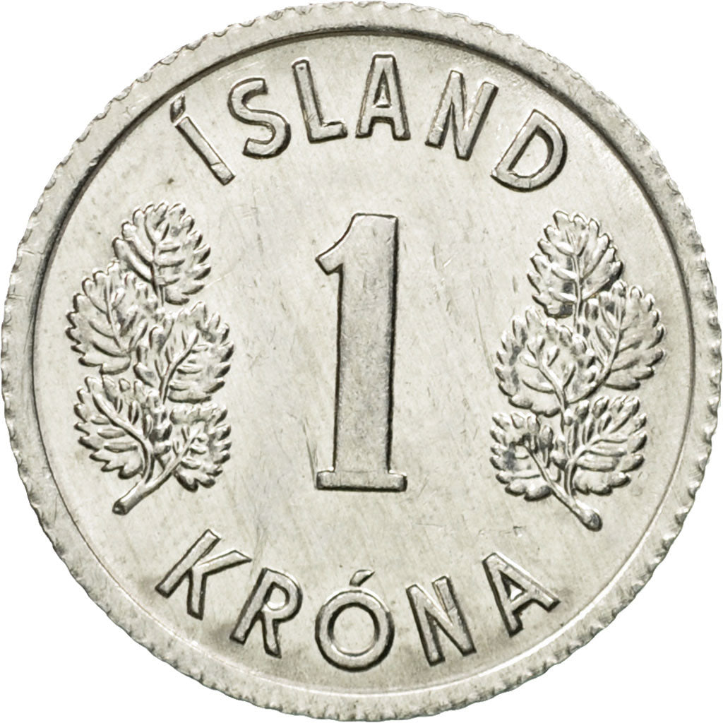 Coin, Iceland, Krona, 1977, VF(30-35), Aluminum, KM:23