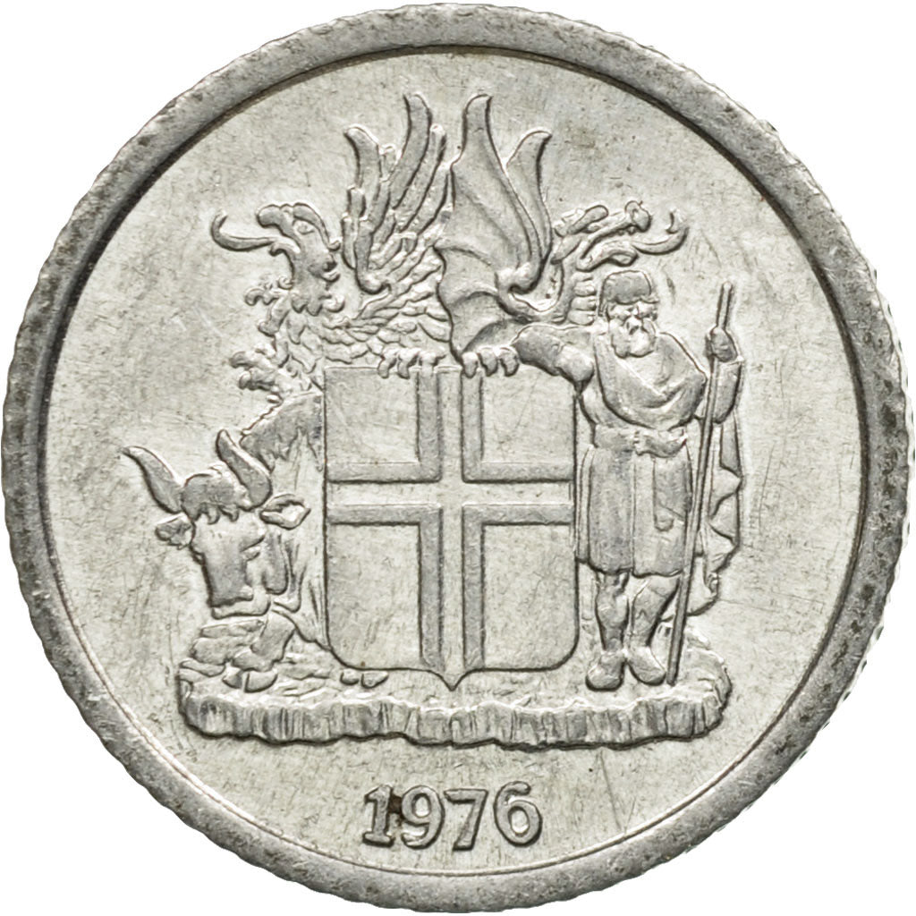 Coin, Iceland, Krona, 1976, VF(30-35), Aluminum, KM:23