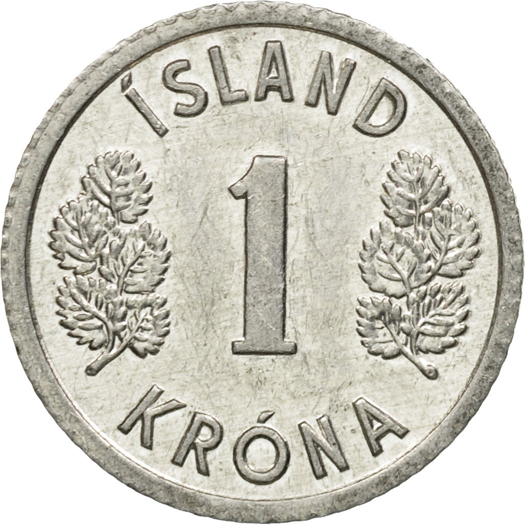 Coin, Iceland, Krona, 1976, VF(30-35), Aluminum, KM:23