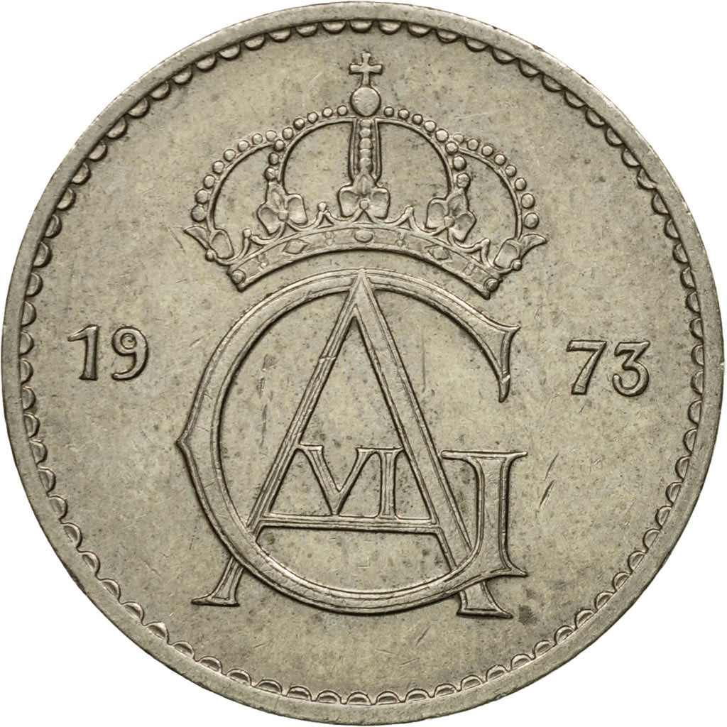 Münze, Schweden, Gustaf VI, 50 Öre, 1973, S+, Copper-nickel, KM:837