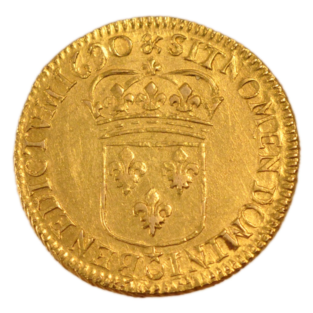 FRANCE, Louis d'Or, 1690, Aix, AU(50-53), Gold, Gadoury #250, 6.70