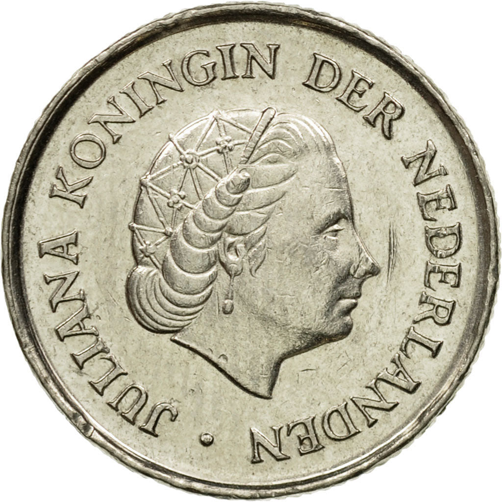 Moneda, Países Bajos, Juliana, 25 Cents, 1972, BC+, Níquel, KM:183