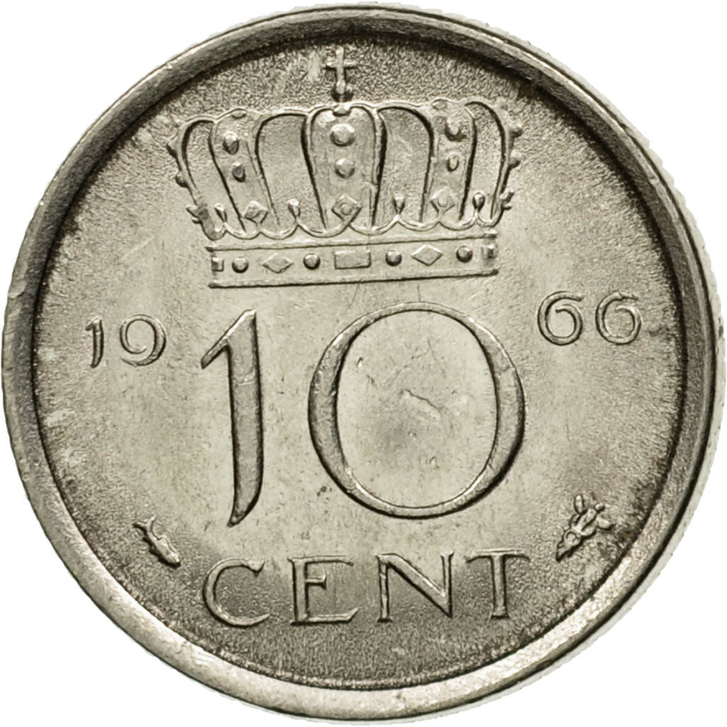 Münze, Niederlande, Juliana, 10 Cents, 1966, S+, Nickel, KM:182