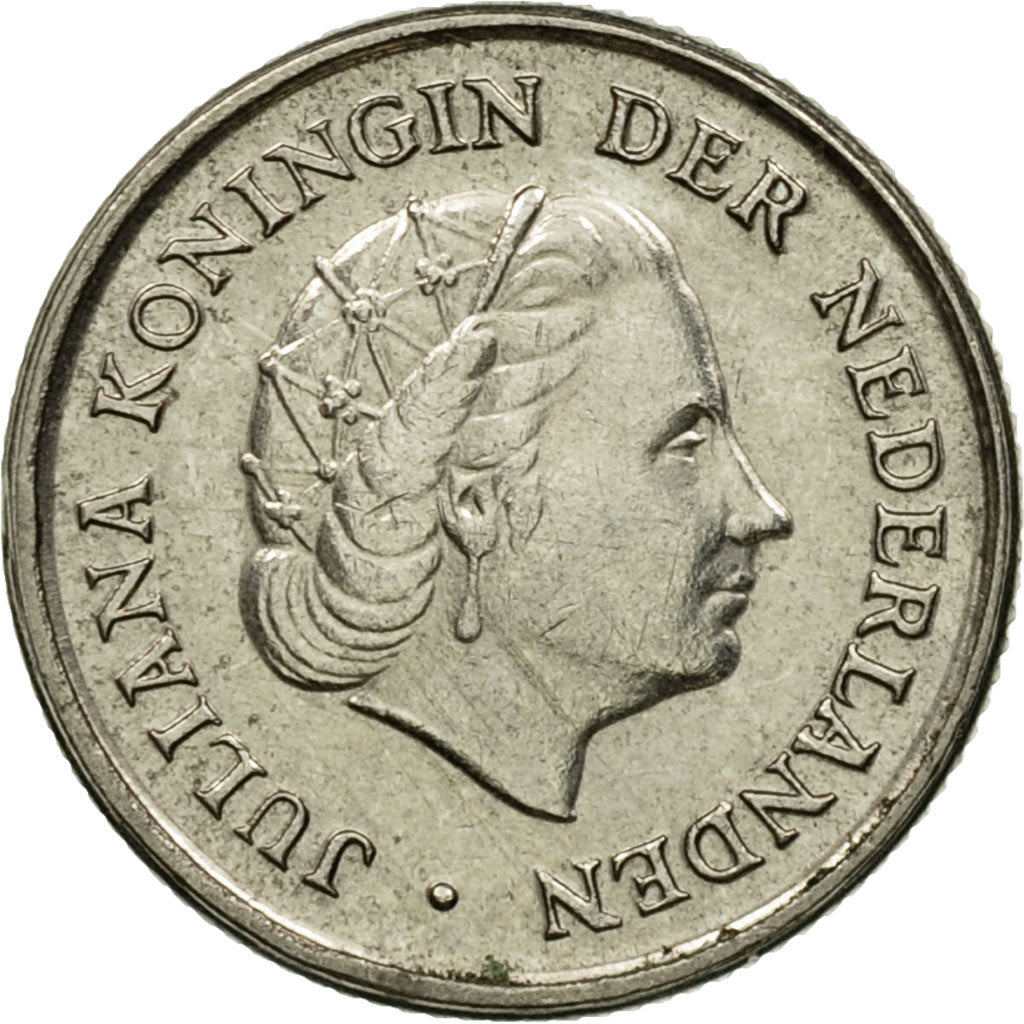 Moneda, Países Bajos, Juliana, 10 Cents, 1975, BC+, Níquel, KM:182