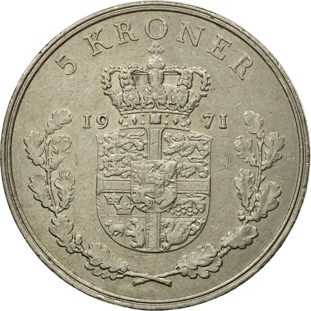 Moneta, Dania, Frederik IX, 5 Kroner, 1971, Copenhagen, EF(40-45)