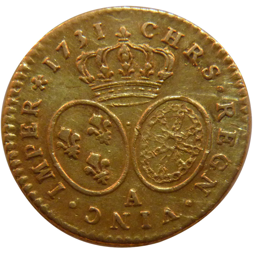 FRANCE, 1/2 Louis d'or aux lunettes, 1/2 Louis D'or, 1731, Paris, KM #488.1,...