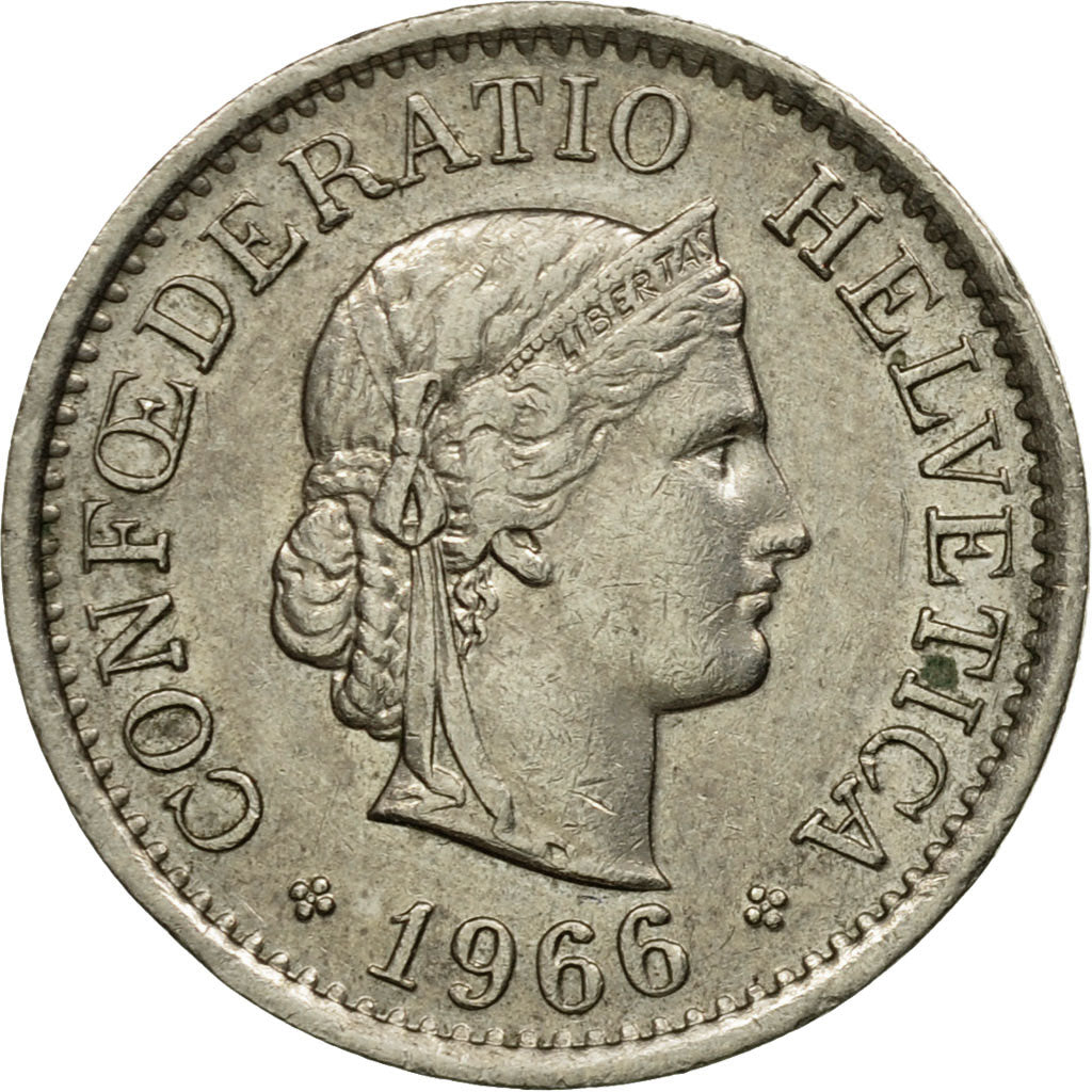 Coin, Switzerland, 10 Rappen, 1966, Bern, EF(40-45), Copper-nickel, KM:27