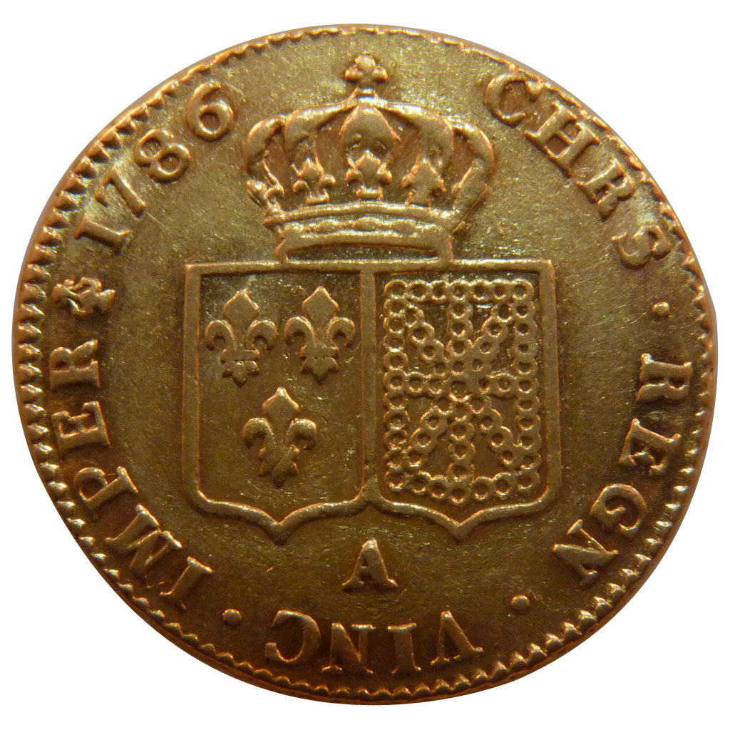 FRANCE, Double louis d'or à la tête nue, 2 Louis D'or, 1786, Paris, KM #592.1, E
