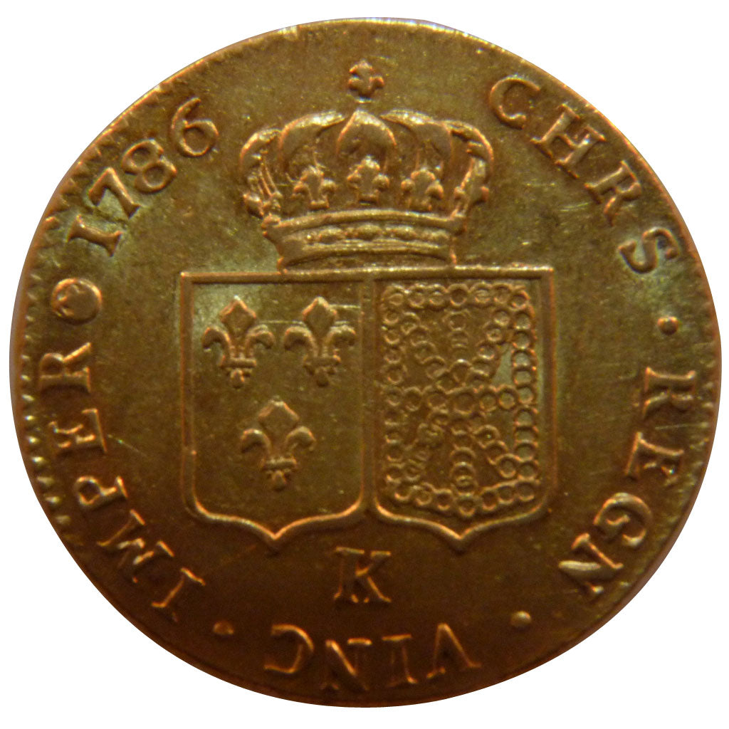 FRANCE, Double Louis d'or, 1786, Bordeaux, AU(50-53), Gold, Gadoury #363, 15.30