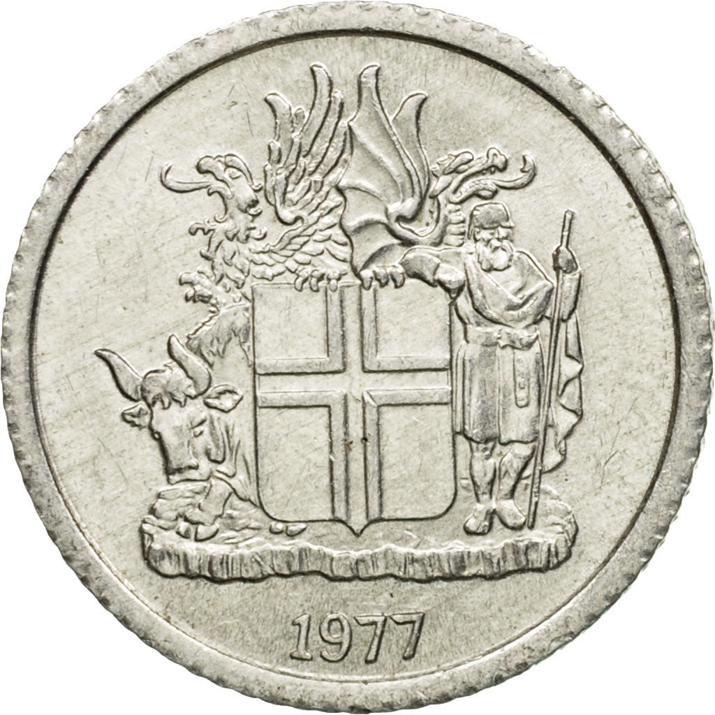 Coin, Iceland, Krona, 1977, AU(50-53), Aluminum, KM:23