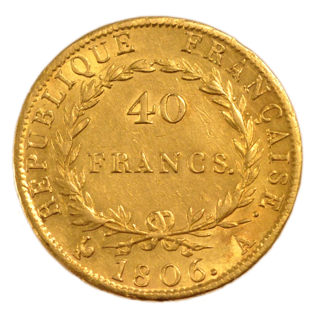 FRANCE, Napoléon I, 40 Francs, 1806, Paris, AU(50-53), Gold, Gadoury #1082, 1...