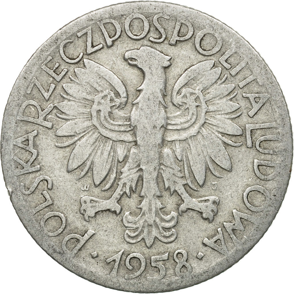 Coin, Poland, 5 Zlotych, 1958, Warsaw, VF(30-35), Aluminum, KM:47