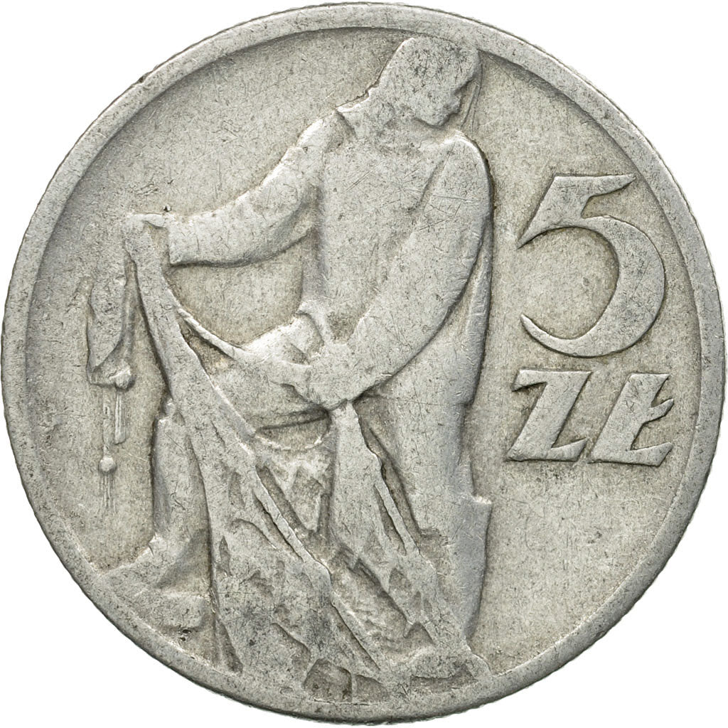Coin, Poland, 5 Zlotych, 1958, Warsaw, VF(30-35), Aluminum, KM:47
