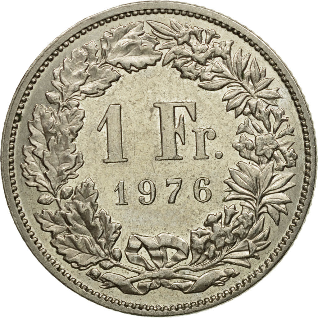 Coin, Switzerland, Franc, 1976, Bern, EF(40-45), Copper-nickel, KM:24a.1