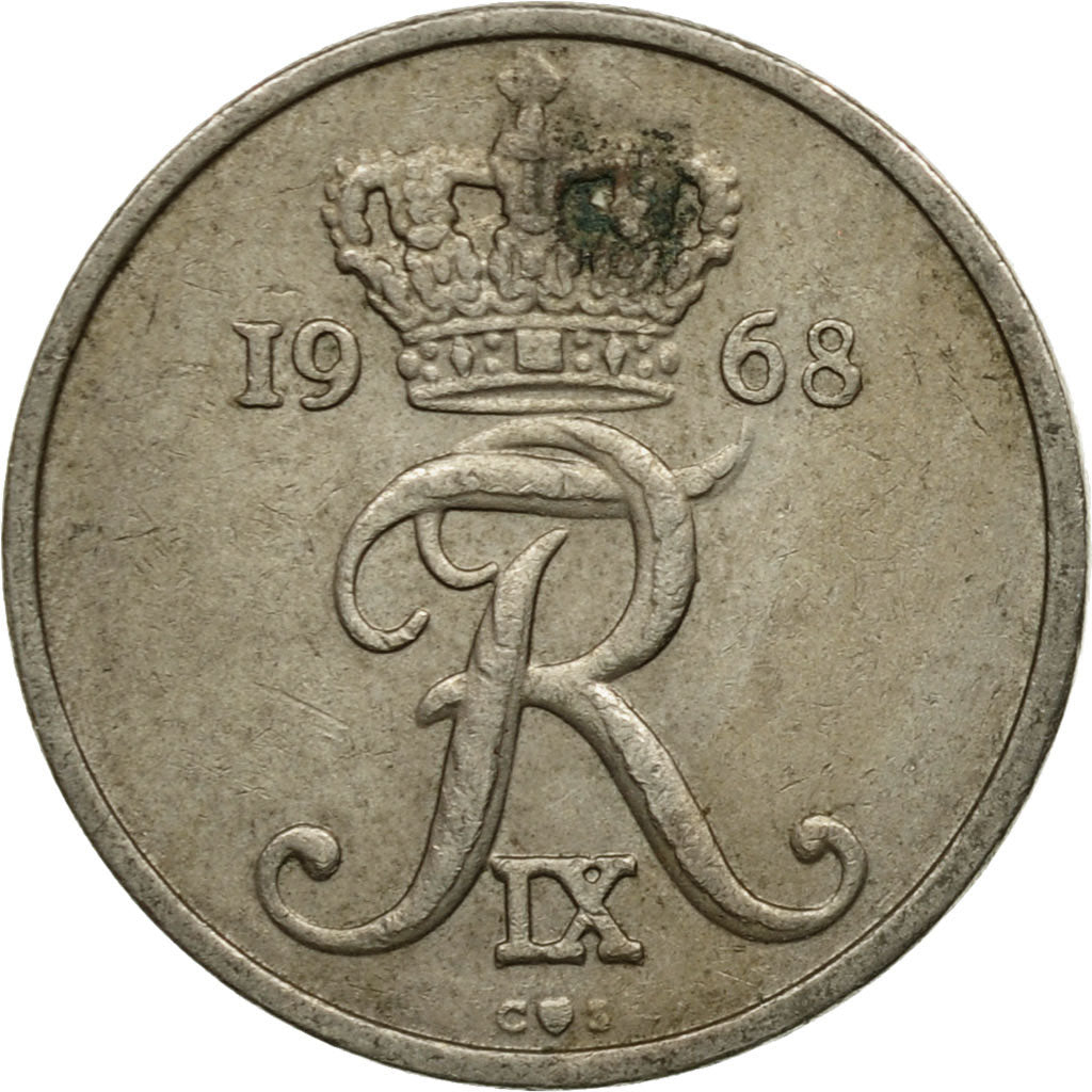 Moneta, Danimarca, Frederik IX, 10 Öre, 1968, Copenhagen, MB, Rame-nichel