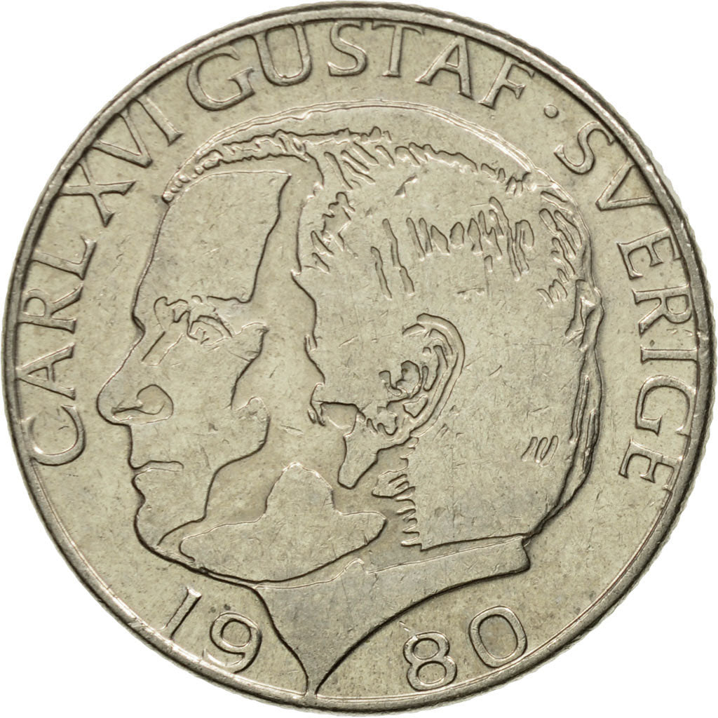 Moneta, Szwecja, Carl XVI Gustaf, Krona, 1980, EF(40-45), Miedź-Nikiel