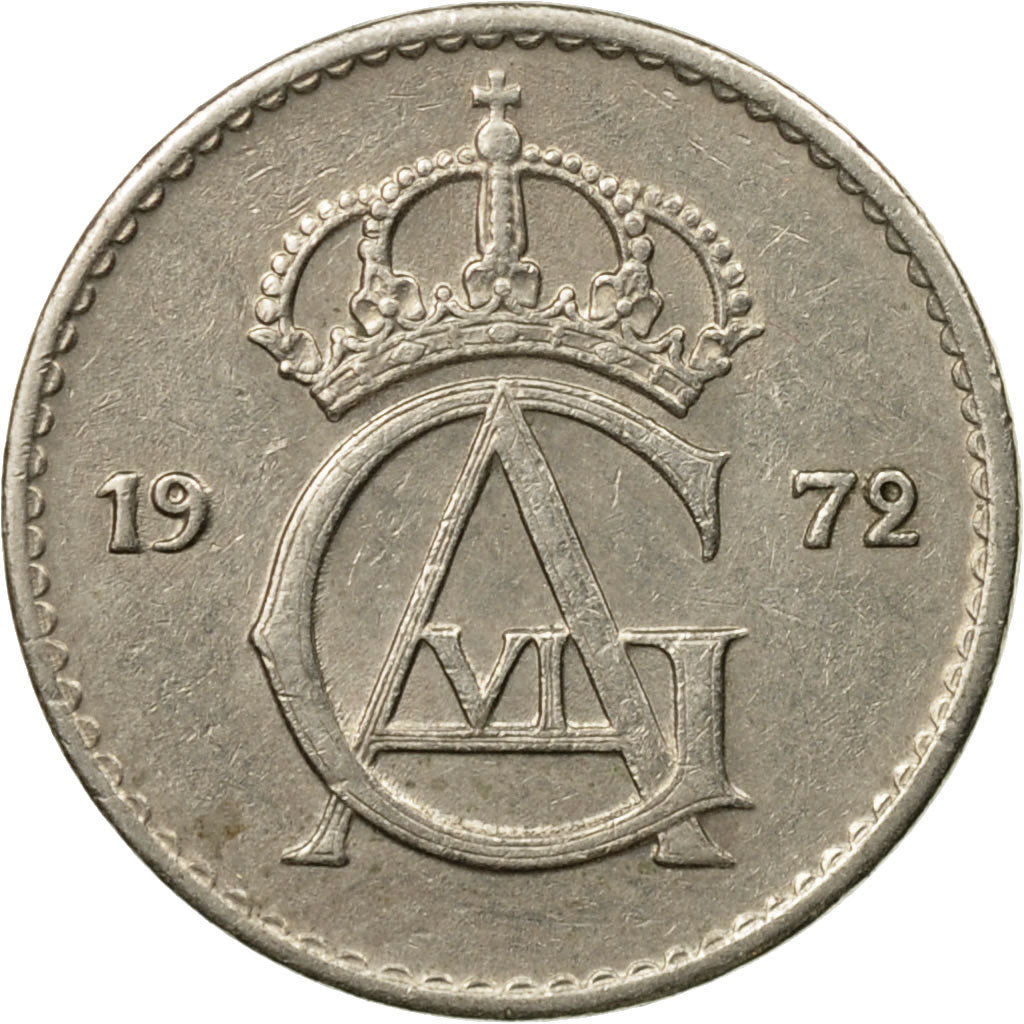 Coin, Sweden, Gustaf VI, 25 Öre, 1972, EF(40-45), Copper-nickel, KM:836
