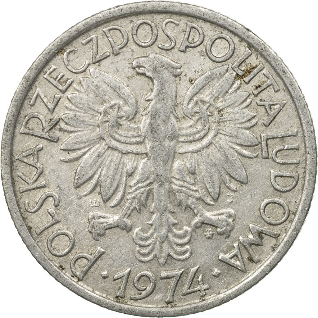 Coin, Poland, 2 Zlote, 1974, Warsaw, VF(30-35), Aluminum, KM:46