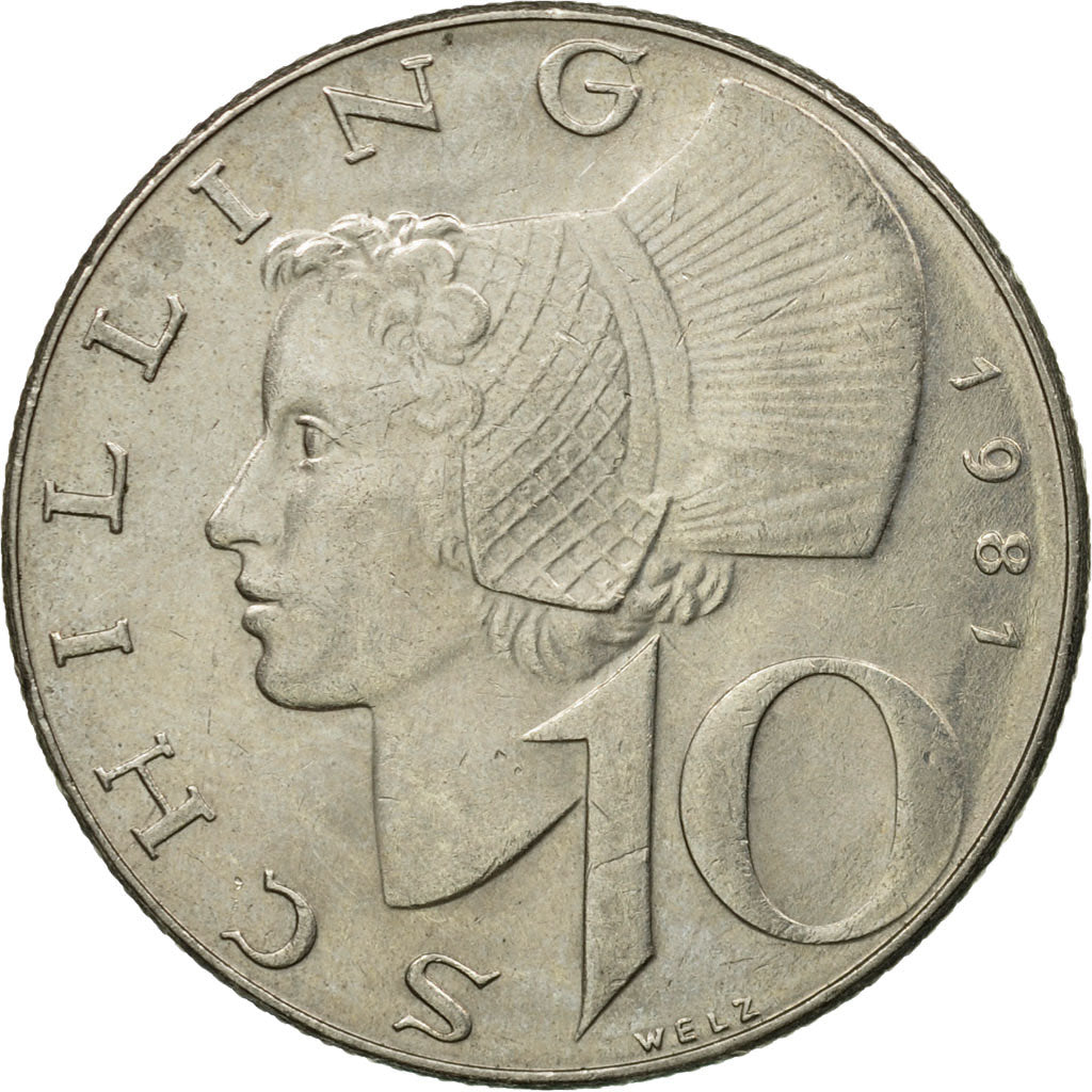 Coin, Austria, 10 Schilling, 1981, AU(50-53), Copper-Nickel Plated Nickel