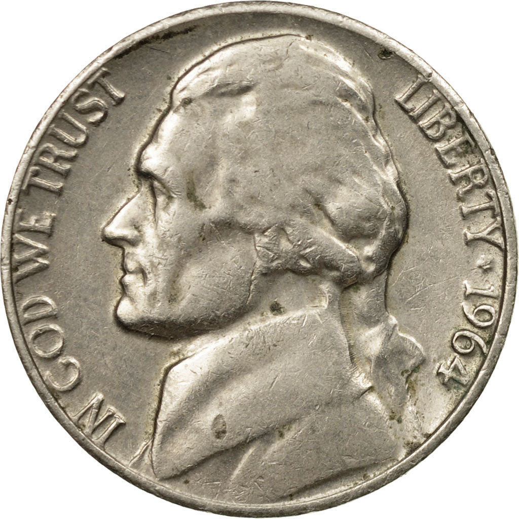 Moneda, Estados Unidos, Jefferson Nickel, 5 Cents, 1964, U.S. Mint